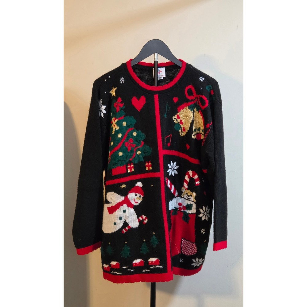 Vintage Nutcracker Ugly Christmas Sweater Women's Size 1X Black Red